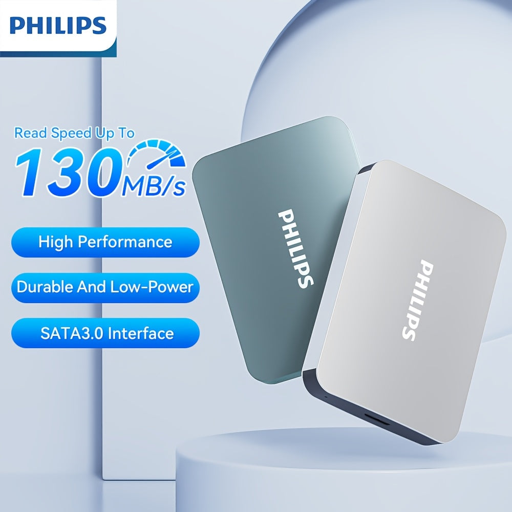 PHILIPS Business-Style Large-Capacity Portable Hard Drive, High-Speed Transfer, Multi-Device Compatibility, External SSD, 1TB and 2TB Options, Secure and Reliable Data Storage.