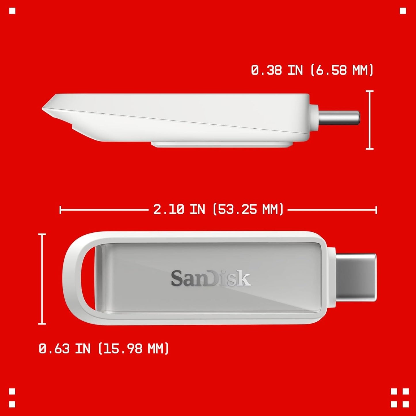 SANDISK 1TB Phone Drive with USB Type-C - for Smartphones, Tablets, and Computers - Up to 150MB\u002Fs, USB 3.2 Gen 1 - Arctic White - SDIXS0N-1T00-GN6NE
