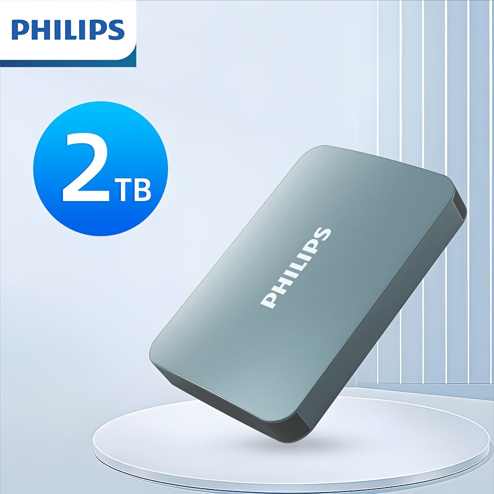 PHILIPS Business-Style Large-Capacity Portable Hard Drive, High-Speed Transfer, Multi-Device Compatibility, External SSD, 1TB and 2TB Options, Secure and Reliable Data Storage.