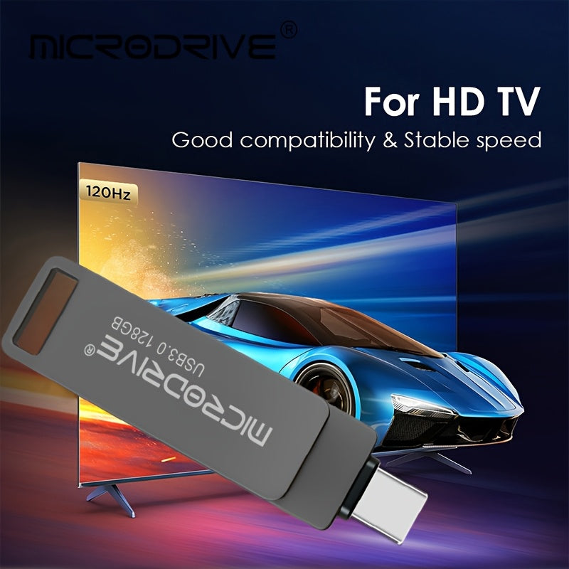 MICRODRIVE Type-C USB 3.0 Flash Drive 2-in-1 Interface, Suitable for Smartphones\u002Ftablets\u002Flaptops, Plug and Play, Portable SSD Alternative, High-speed External Storage, Three Capacities 64GB, 128GB, 256GB.