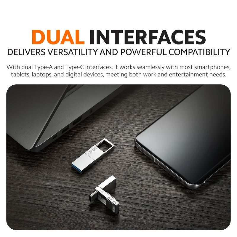 Xiaomi Dual-Interface Flash Drive 64Gb\u002F128Gb | Usb-C & Usb-A Interface - High-Speed Data Transfer, Usb 3.2, Compact And Portable