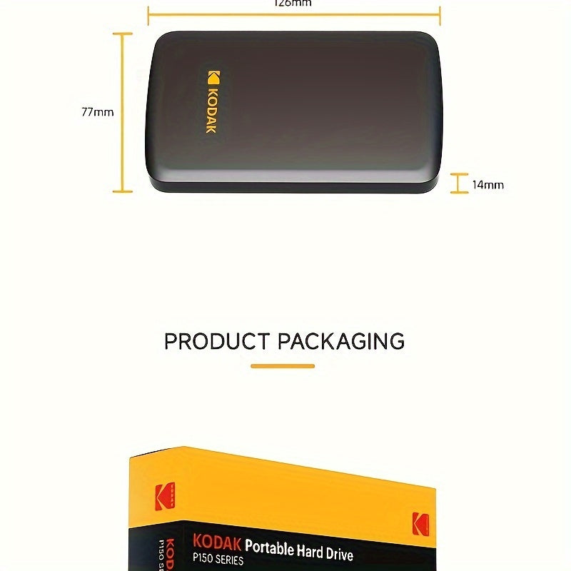 KODAK HDD 1TB Portable External Hard Drive HDD, 500GB Large Storage Mechanical Hard Drive Plug And Play USB 3. 0 for PC Mac Laptop PS4 Xbox Xbox Quick Save Fast Transmission