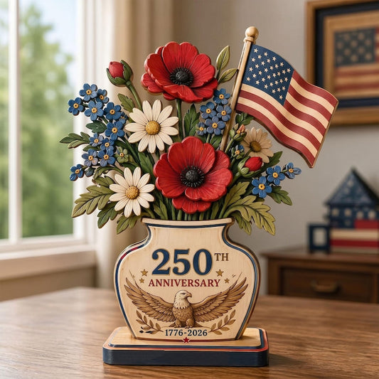 🎊250th Anniversary Patriotic Flower Wooden Block Centerpiece 🇺🇸