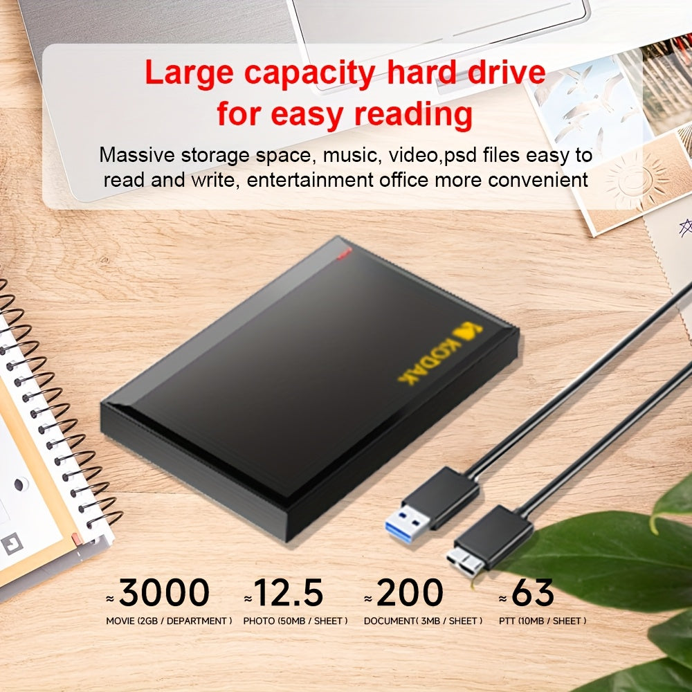 KODAK P190 Portable External Hard Drive 500GB USB 3.0 Interface Plug-And-Play. Suitable For: Windows\u002FMac Systems. No Need to Install Software. Safely Back Up Photos, Videos And Files; The Best Choice for Storage