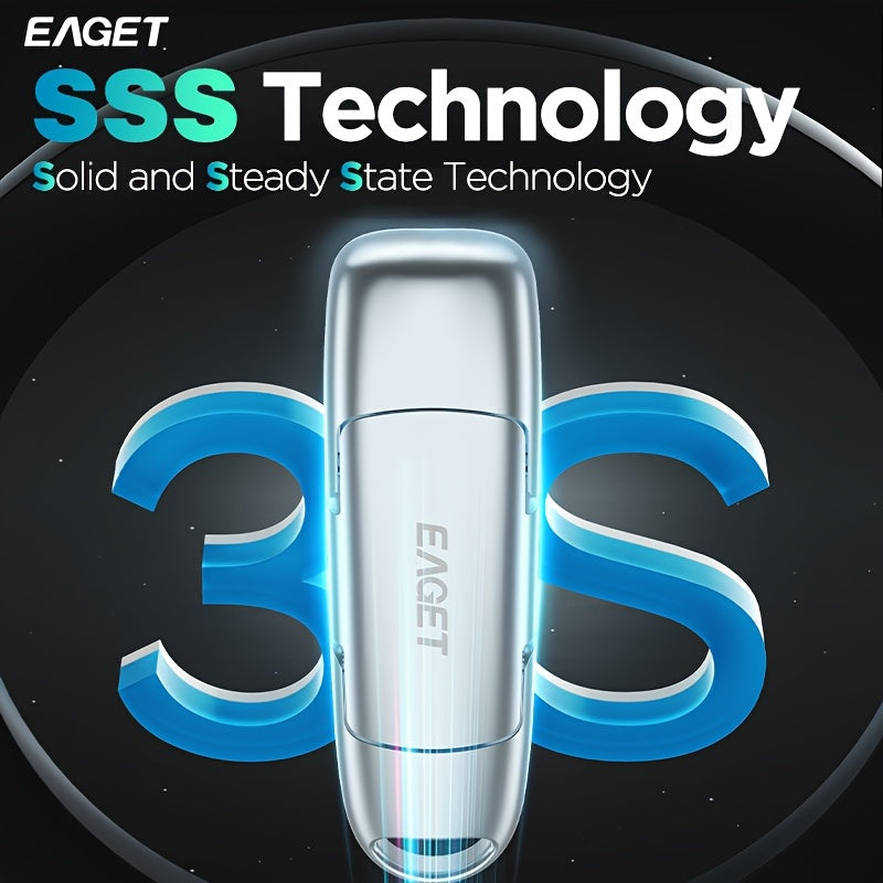 EAGET Ultra-Speed USB 3.2 Gen 2 Flash Drive - Sleek Metallic Portable SSD Pen Drive with Dual Type-C & USB Interfaces, 1000MB\u002Fs Read Speed, Ideal for Phones, Tablets, and Cameras