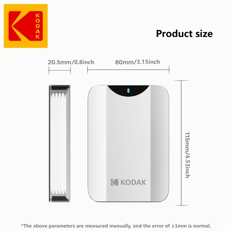 KODAK Portable External Hard Drive with 1TB Capacity, 2.5-Inch Metal Hard Drive Storage. It Adopts a Dual 500GB Disk Core Structure, USB 3.2, with a 5Gbps Transmission Speed. It Is Plug-And-Play Compatible with Windows, Mac And Android