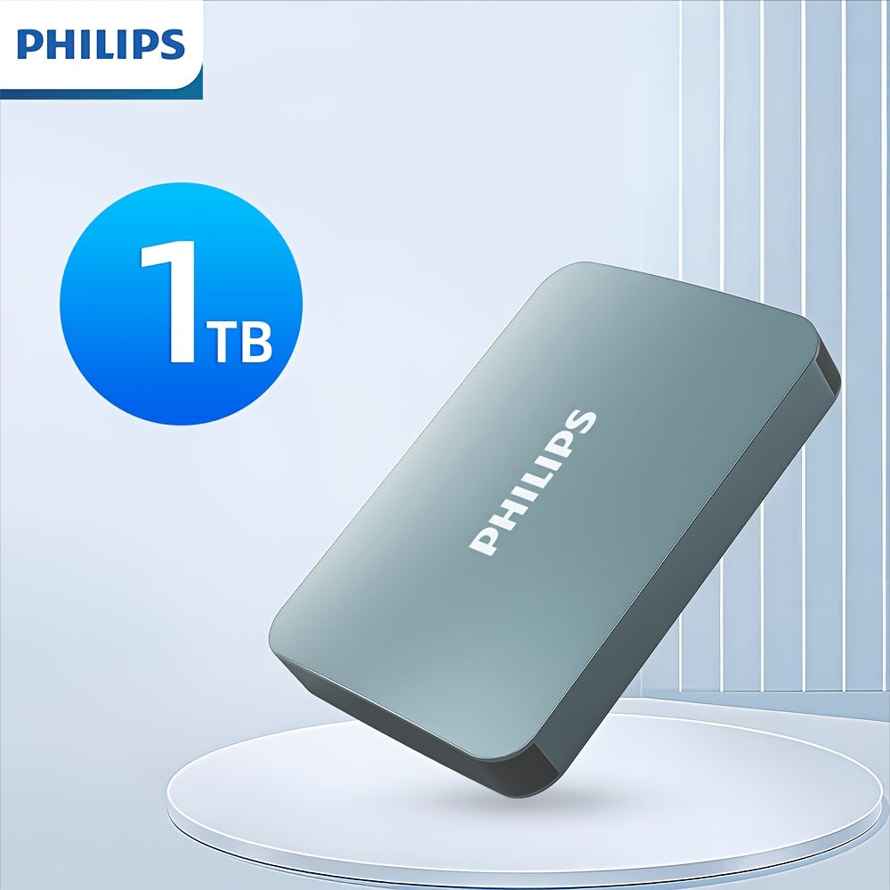 PHILIPS Business-Style Large-Capacity Portable Hard Drive, High-Speed Transfer, Multi-Device Compatibility, External SSD, 1TB and 2TB Options, Secure and Reliable Data Storage.